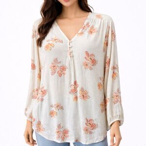 Liz Claiborne Women’s Floral Top Blouse 3/4 Sleeve Shirt V Neck Plus Size XXL